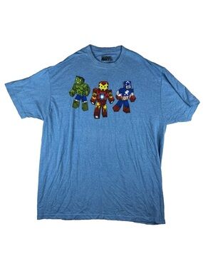 Disney Marvel Minecraft Blue 2X Tshirt MCU Hulk Captain America Ironman Movies
